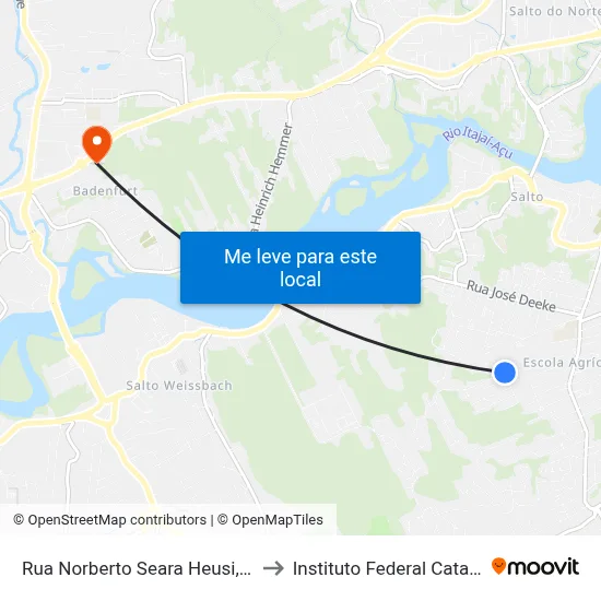 Rua Norberto Seara Heusi, 761-855 to Instituto Federal Catarinense map