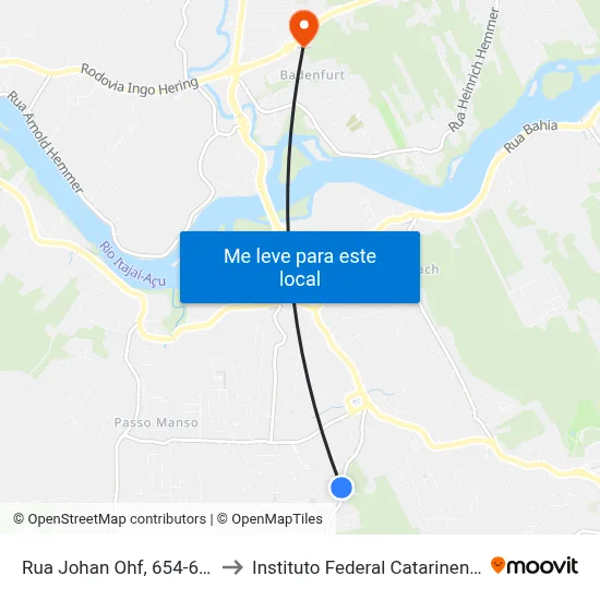 Rua Johan Ohf, 654-684 to Instituto Federal Catarinense map