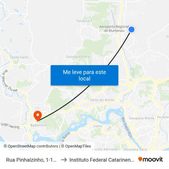 Rua Pinhalzinho, 1-127 to Instituto Federal Catarinense map