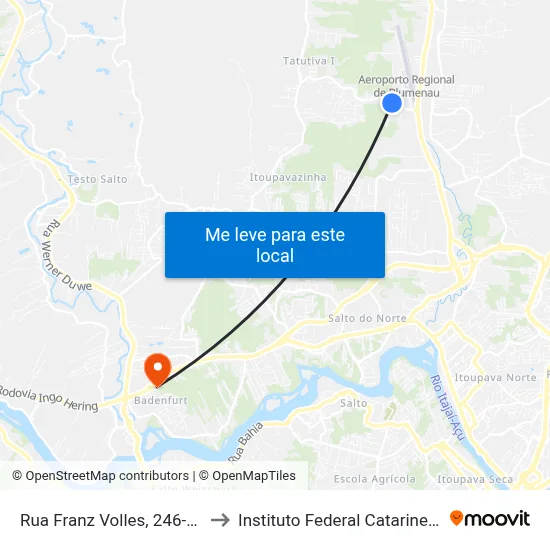 Rua Franz Volles, 246-498 to Instituto Federal Catarinense map