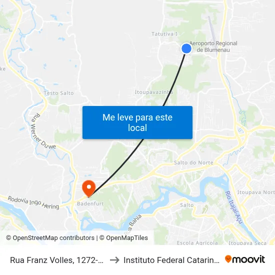 Rua Franz Volles, 1272-1320 to Instituto Federal Catarinense map
