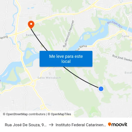 Rua José De Souza, 924 to Instituto Federal Catarinense map