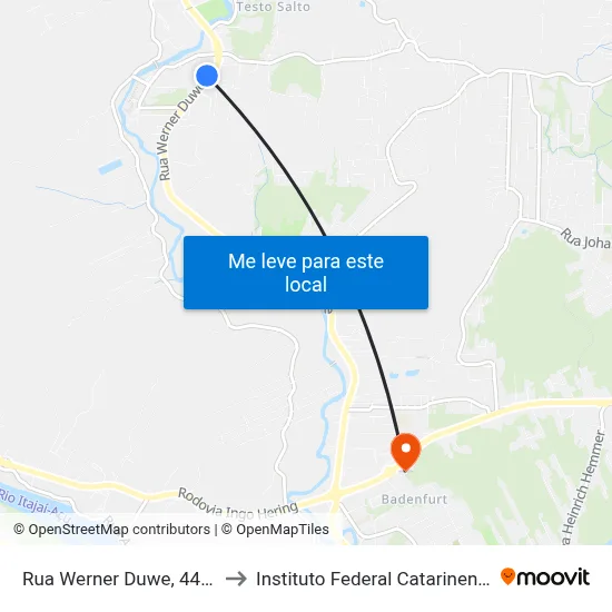 Rua Werner Duwe, 4435 to Instituto Federal Catarinense map