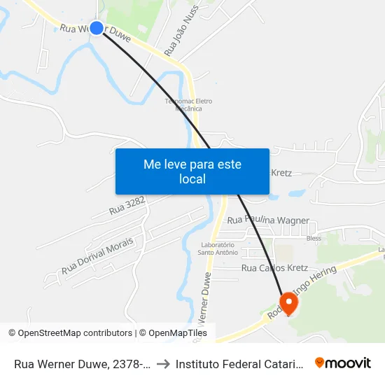 Rua Werner Duwe, 2378-2534 to Instituto Federal Catarinense map