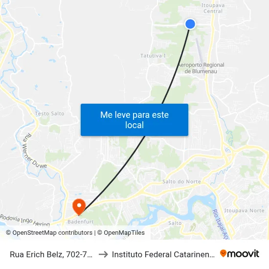 Rua Erich Belz, 702-724 to Instituto Federal Catarinense map