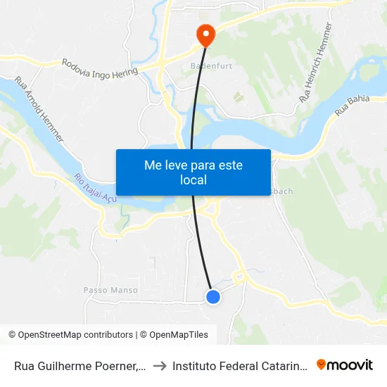 Rua Guilherme Poerner, 440 to Instituto Federal Catarinense map