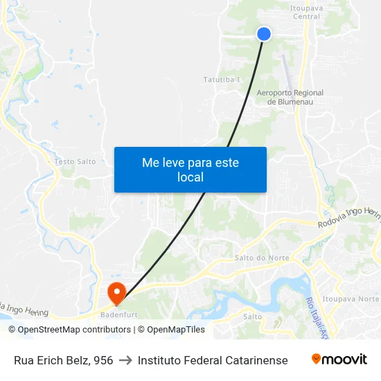 Rua Erich Belz, 956 to Instituto Federal Catarinense map