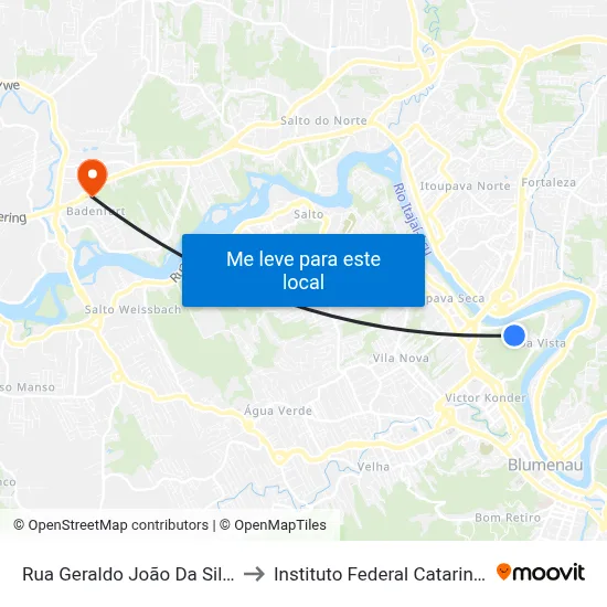 Rua Geraldo João Da Silva, 2 to Instituto Federal Catarinense map