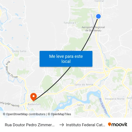 Rua Doutor Pedro Zimmermann, 5561 to Instituto Federal Catarinense map