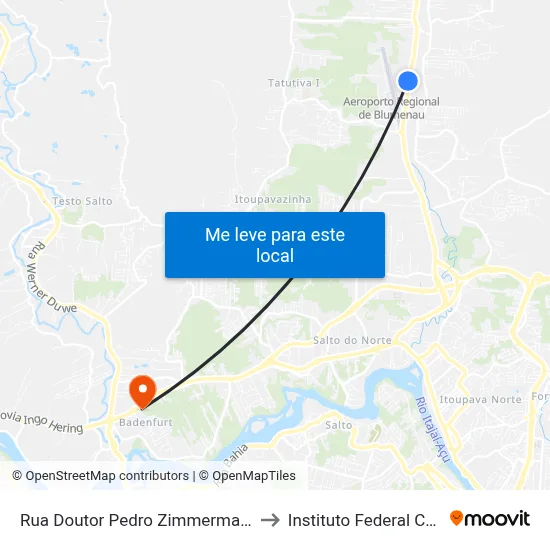Rua Doutor Pedro Zimmermann, 6550-6604 to Instituto Federal Catarinense map