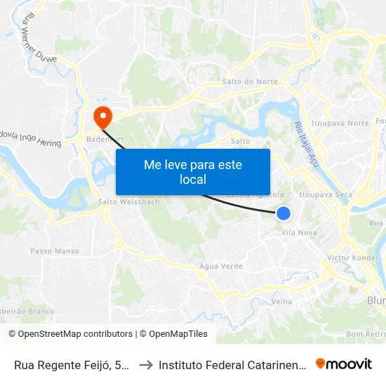 Rua Regente Feijó, 566 to Instituto Federal Catarinense map