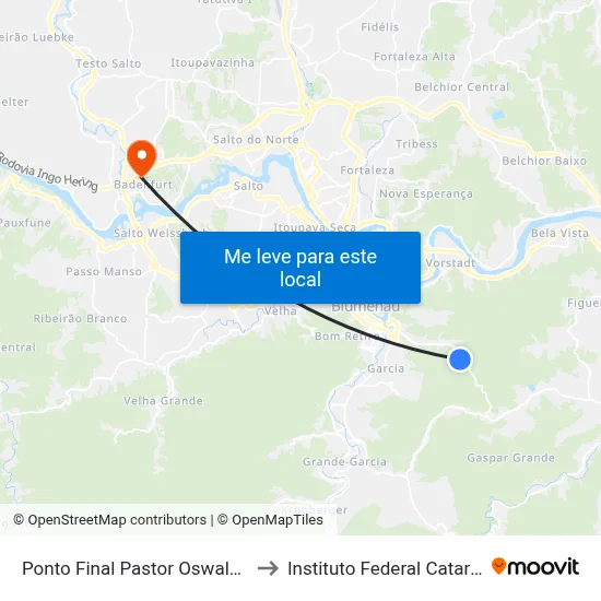 Ponto Final Pastor Oswaldo Hess to Instituto Federal Catarinense map