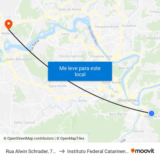 Rua Alwin Schrader, 747 to Instituto Federal Catarinense map