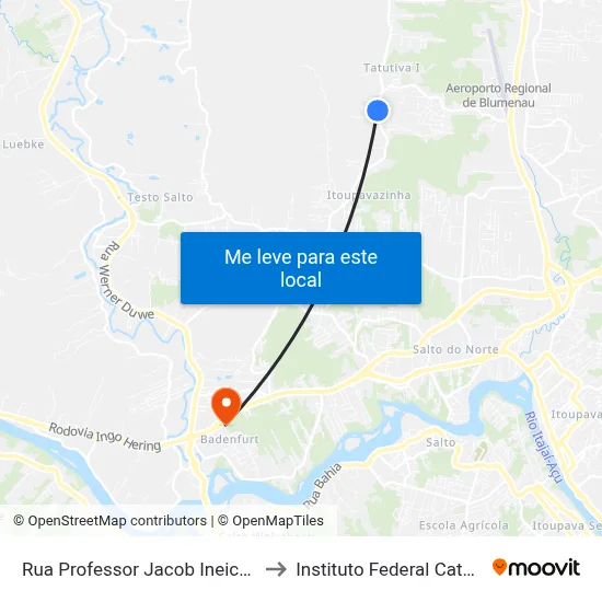 Rua Professor Jacob Ineichen, 2247 to Instituto Federal Catarinense map