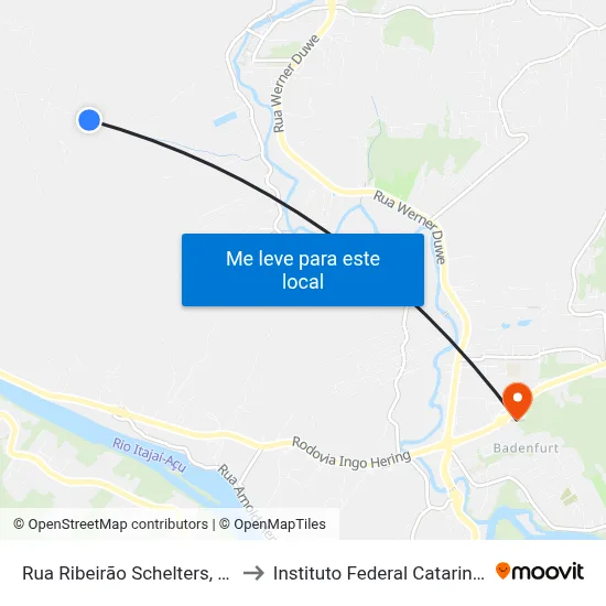 Rua Ribeirão Schelters, 1784 to Instituto Federal Catarinense map