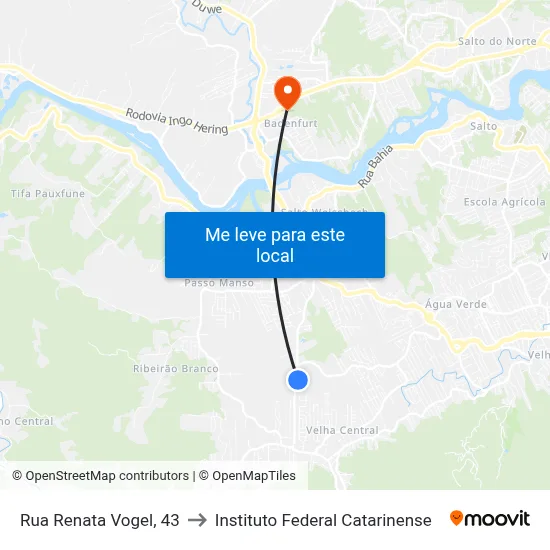 Rua Renata Vogel, 43 to Instituto Federal Catarinense map