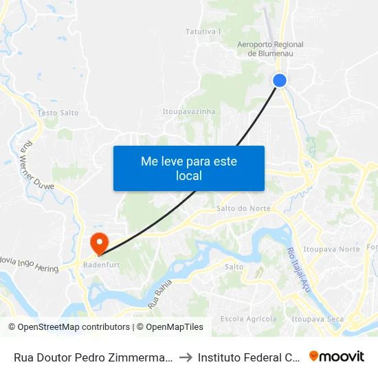 Rua Doutor Pedro Zimmermann, 3627-3691 to Instituto Federal Catarinense map