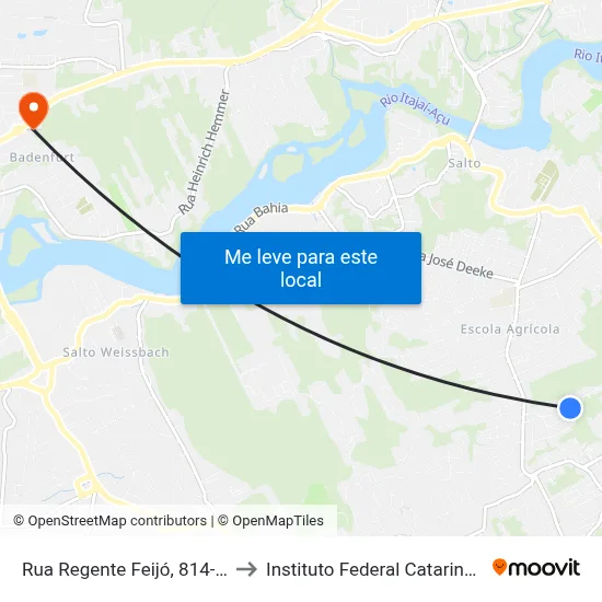 Rua Regente Feijó, 814-980 to Instituto Federal Catarinense map