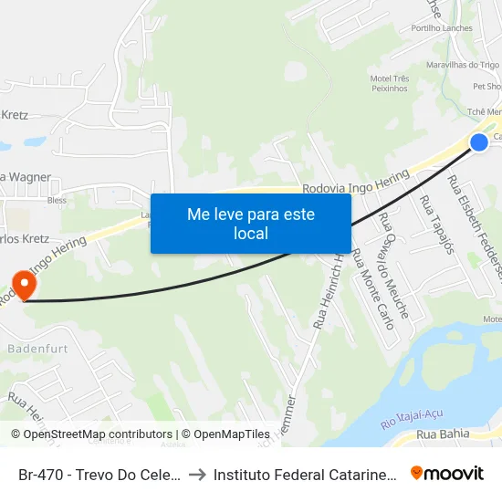 Br-470 - Trevo Do Celeiro to Instituto Federal Catarinense map