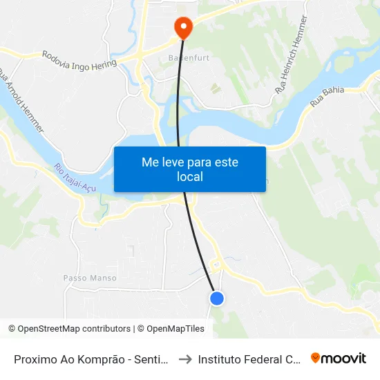 Proximo Ao Komprão - Sentido Água Verde to Instituto Federal Catarinense map