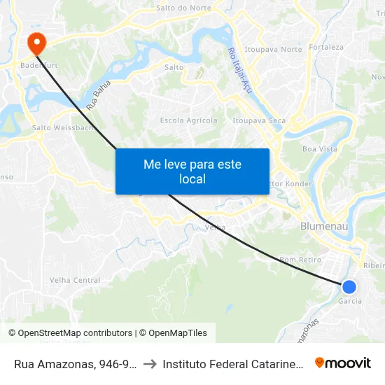 Rua Amazonas, 946-956 to Instituto Federal Catarinense map