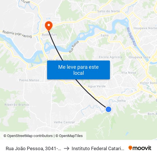 Rua João Pessoa, 3041-3055 to Instituto Federal Catarinense map