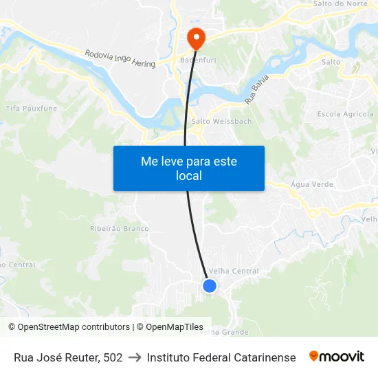 Rua José Reuter, 502 to Instituto Federal Catarinense map