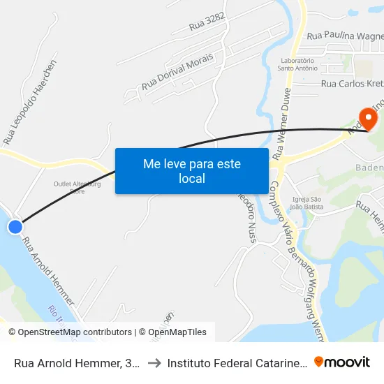 Rua Arnold Hemmer, 3095 to Instituto Federal Catarinense map
