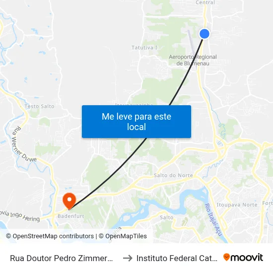 Rua Doutor Pedro Zimmermann, 5560 to Instituto Federal Catarinense map
