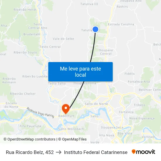 Rua Ricardo Belz, 452 to Instituto Federal Catarinense map