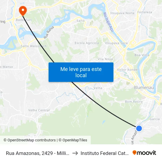 Rua Amazonas, 2429 - Millium Garcia to Instituto Federal Catarinense map