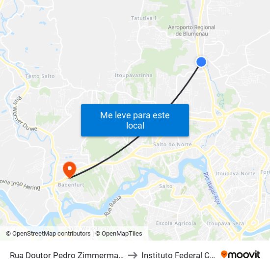Rua Doutor Pedro Zimmermann, 3318-3626 to Instituto Federal Catarinense map