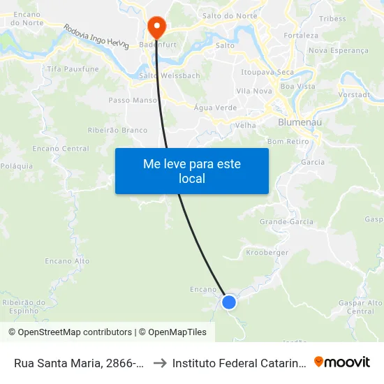 Rua Santa Maria, 2866-3050 to Instituto Federal Catarinense map