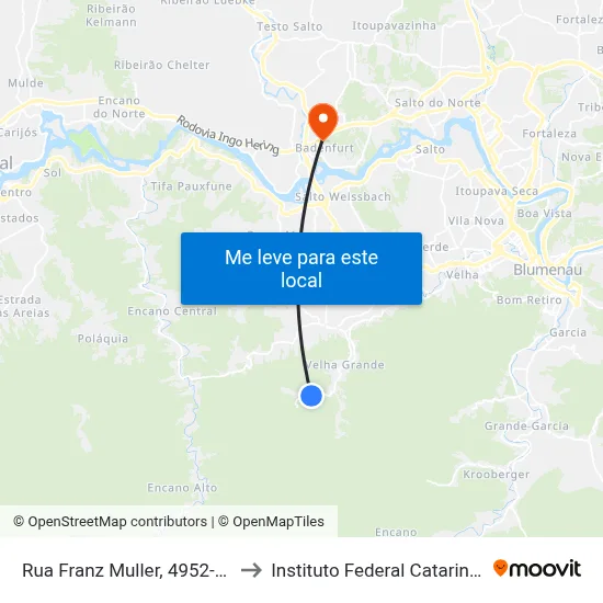 Rua Franz Muller, 4952-5348 to Instituto Federal Catarinense map