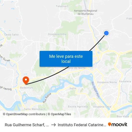 Rua Guilherme Scharf, 971 to Instituto Federal Catarinense map