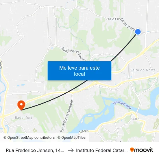 Rua Frederico Jensen, 1478-1616 to Instituto Federal Catarinense map