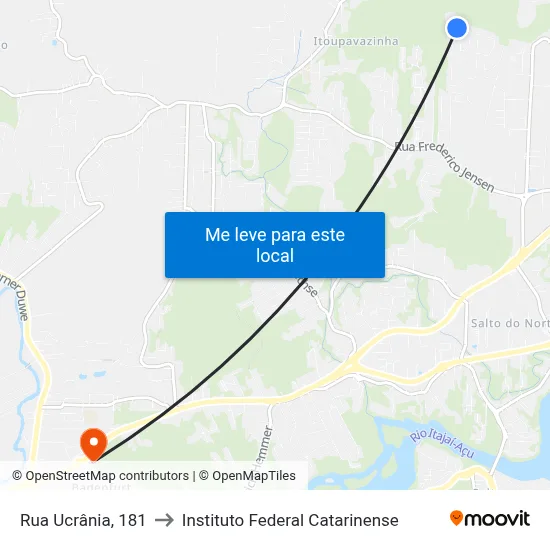 Rua Ucrânia, 181 to Instituto Federal Catarinense map