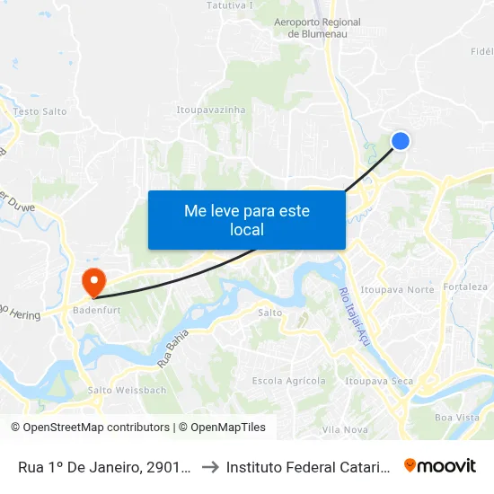 Rua 1º De Janeiro, 2901-2947 to Instituto Federal Catarinense map