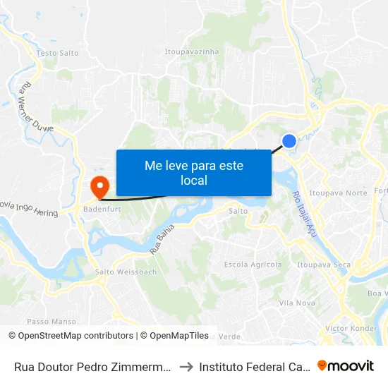 Rua Doutor Pedro Zimmermann, 374-400 to Instituto Federal Catarinense map