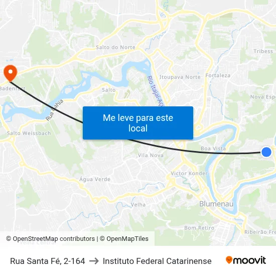 Rua Santa Fé, 2-164 to Instituto Federal Catarinense map