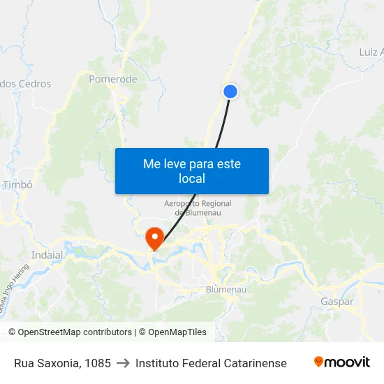 Rua Saxonia, 1085 to Instituto Federal Catarinense map
