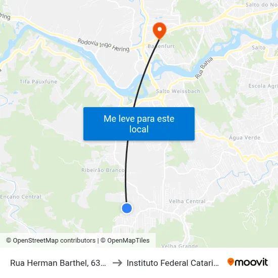 Rua Herman Barthel, 633-695 to Instituto Federal Catarinense map