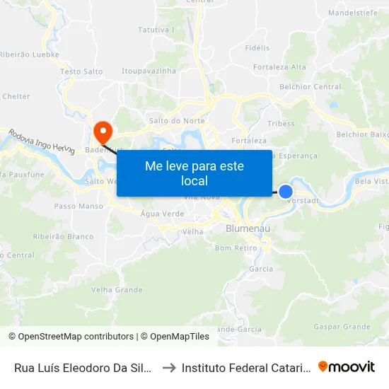 Rua Luís Eleodoro Da Silva, 848 to Instituto Federal Catarinense map