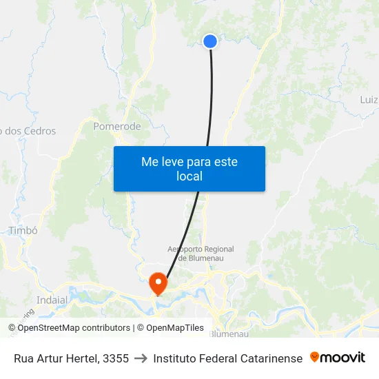 Rua Artur Hertel, 3355 to Instituto Federal Catarinense map