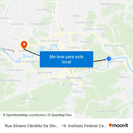 Rua Silvano Cândido Da Silva Sênior, 656 to Instituto Federal Catarinense map