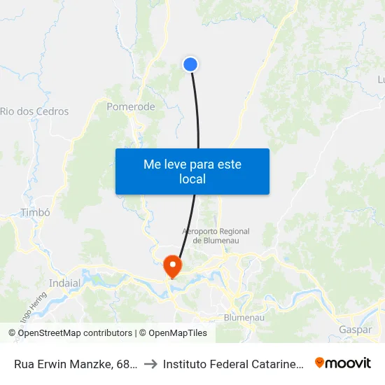 Rua Erwin Manzke, 6850 to Instituto Federal Catarinense map