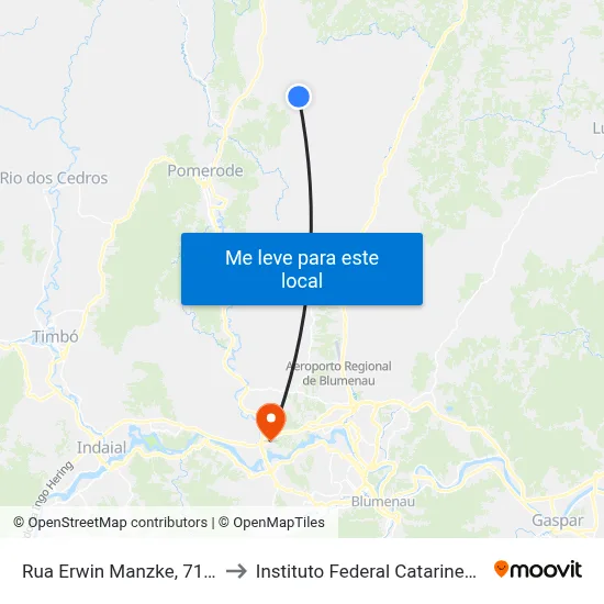 Rua Erwin Manzke, 7100 to Instituto Federal Catarinense map