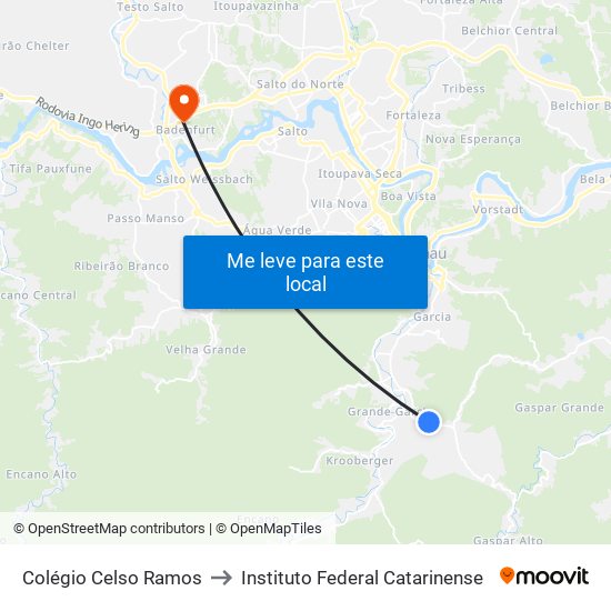 Colégio Celso Ramos to Instituto Federal Catarinense map