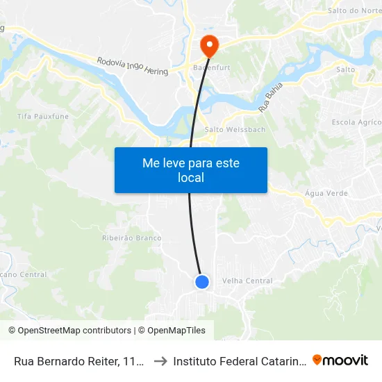 Rua Bernardo Reiter, 111-213 to Instituto Federal Catarinense map