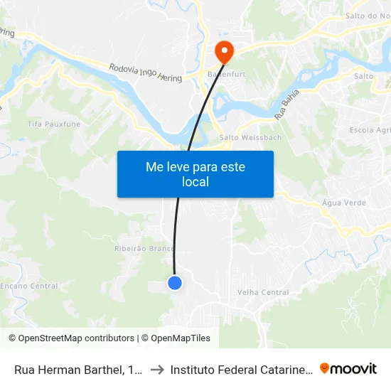 Rua Herman Barthel, 1241 to Instituto Federal Catarinense map